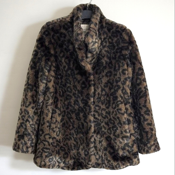 Velvet for Garnet Hill Leopard Print Mob Wife Faux Fur Fully Lined Coat S - Picture 1 of 13